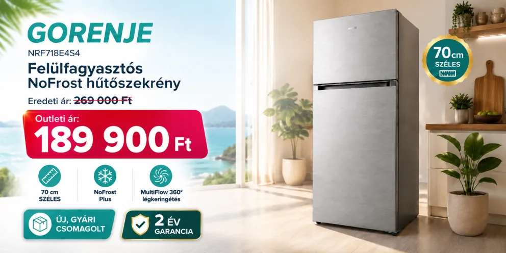 Gorenje NRF718E4S4 felülfagyasztós NoFrost hűtőszekrény 70 cm széles